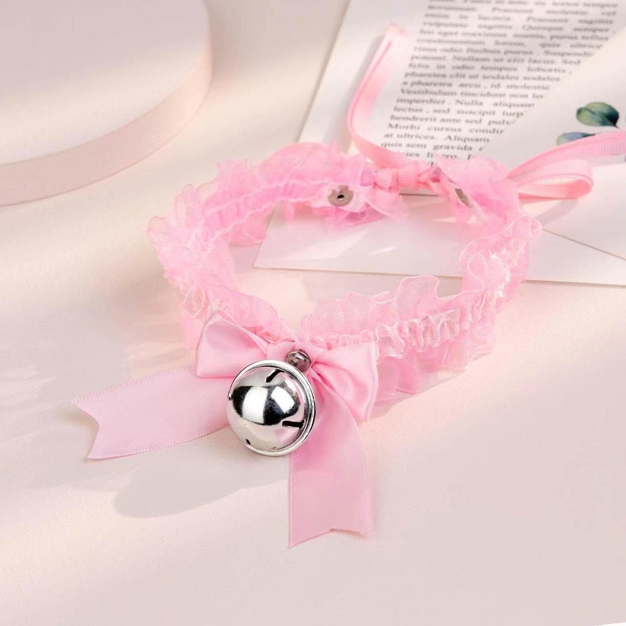 Bow Lace Bell Necklace choker Collarbone Neck Accessories Soft Girl Neck Strap cos Maid Collar