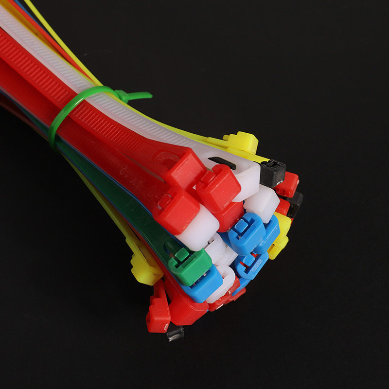 Removable Nylon Cable Ties Plastic Packaging Black and White Colorful Removable Reusable Cable Ties