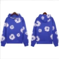 Royal blue hooded sweatshirt (white garland)