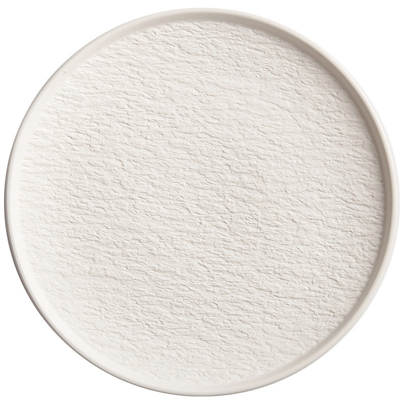 Creative Rock Pattern Ceramic Japanese Style Dish White Home Salad Light Luxury Western Food Dish with Side Commercial Steak Plate