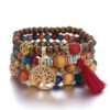 European and American fashion simple Bohemian multi-layer wooden beaded ethnic style temperament elastic bracelet bracelet wholesale