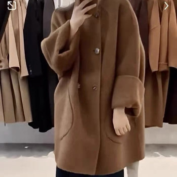 Special Winter new private clothing fashionable elegant simple sleeve mid-length camel wool double-sided woolen coat coat