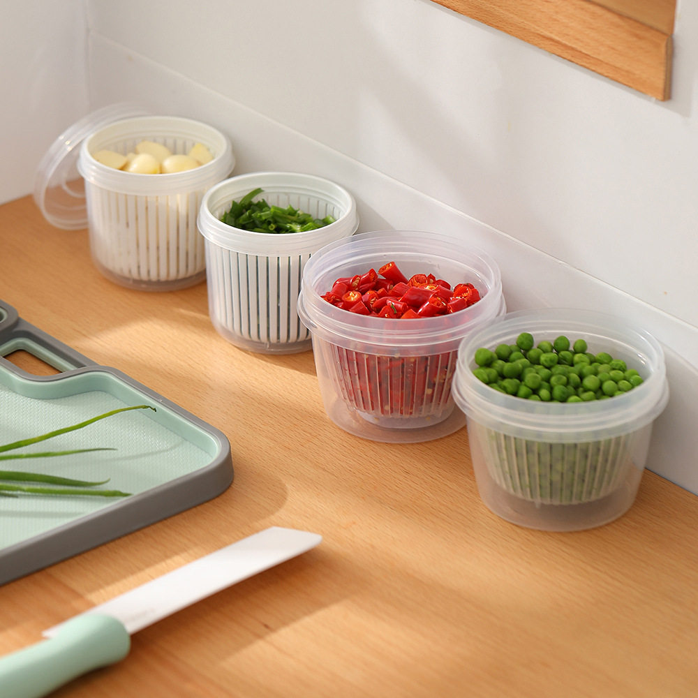 FaSoLa Scallion Preservation Box Large Kitchen Transparent Plastic Vegetable Sealed Box Refrigerator Scallion Ginger Garlic Storage Box