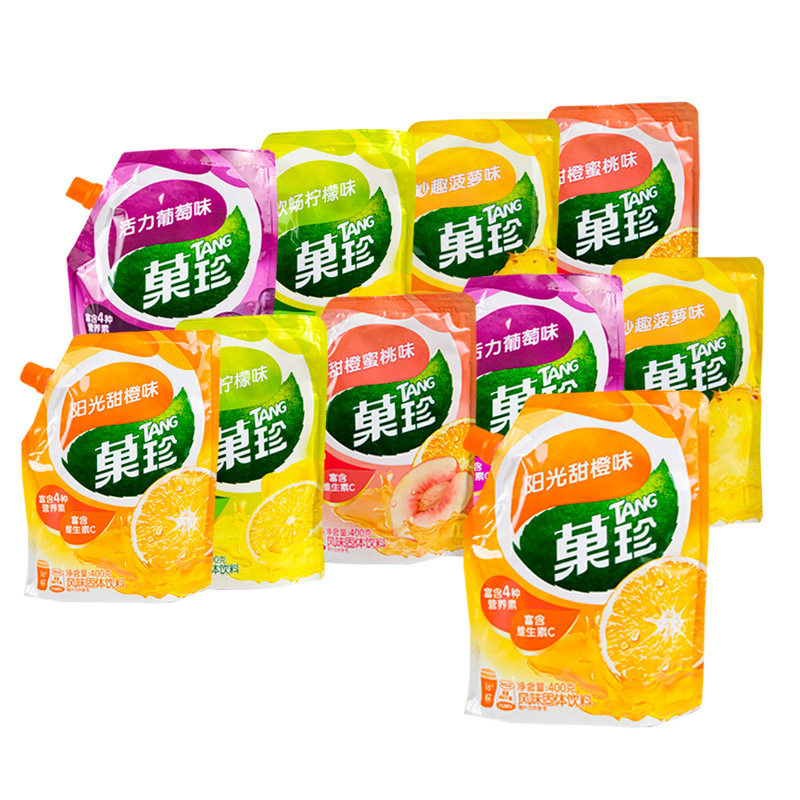 Guozhen Sweet Orange Flavor 400g Guozhen Peach Flavor Lemon Orange Juice Flavor Solid Beverage Instant Bag Wholesale
