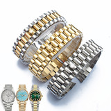 Ремешок для часов из нержавеющей стали, подходящий для Rolex Oyster perpetual log, стальной ремешок с тремя бусинами для мужчин и женщин 13 17 20 21 мм