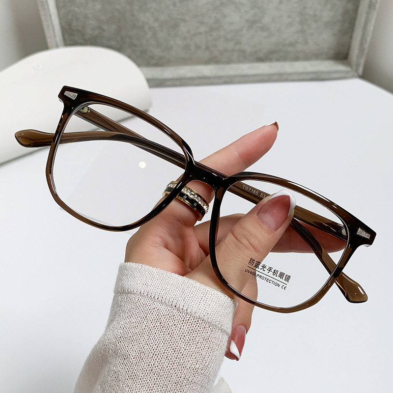 New Square Frame Tr Retro Glasses Frame Xiaohongshu Ins Anti-Blue Light Frame Flat Myopia Glasses for Men and Women 7165