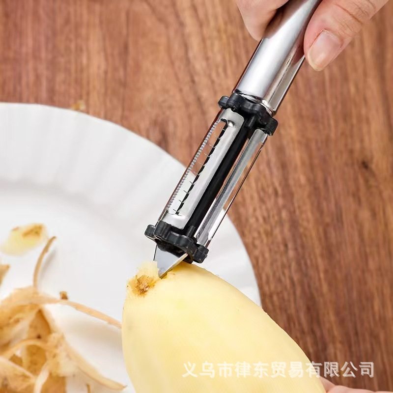Multi-functional planing silk planing peeling water fruit and vegetable peeler household stainless steel three-in-one peeling knife kitchen potato planing