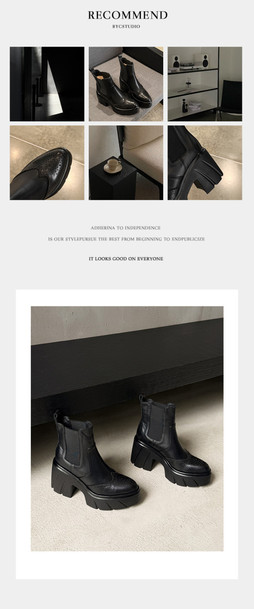 Boot nữ cổ ngắn gót 10cm mũi nhọn đế dày phối khóa chun — Lớp lót da màu đen, Lót nhung đen
