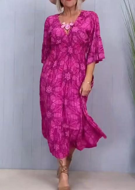 Elegant Floral Print V Neck Dress Summer Style Womens Fashion Perfect for Casual Outings Wholesale Available
