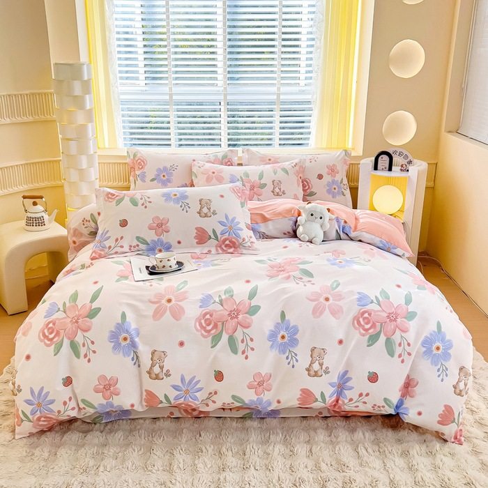 Cotton Four-piece Set 100 Pure Cotton Twill Printed Quilt Cover Quilt Cover Bed Sheet Dormitory Three-piece Set Gift Group Purchase