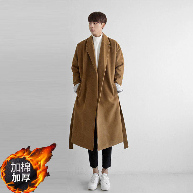 Mens Fashion Wool Blend Overcoat Mid Length Stylish Versatile Available in Various Thicknesses Winter Outerwear