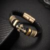 Temu hot sale cross-border leather handmade bracelet PU woven cross men's leather bracelet retro fashion