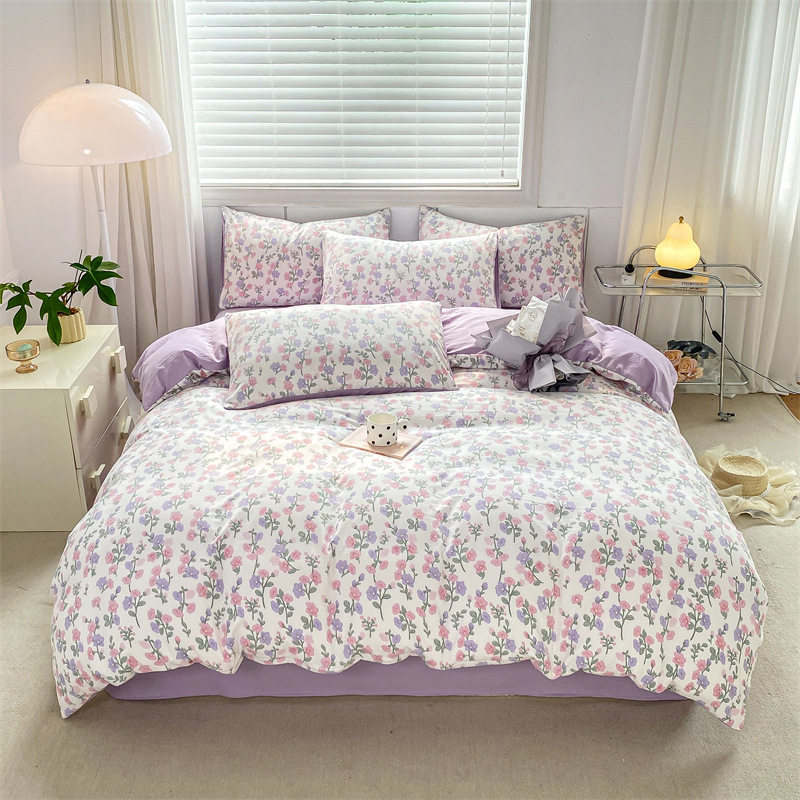 Washed cotton four-piece set wholesale 2025 spring double-layer yarn bed sheet quilt cover Nantong bedding three-piece set