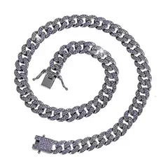 European and American Style New Style Alloy Retro Diamond Purple Bracelet Niche Light Luxury Cool Shiny Hip Hop Cuban Necklace