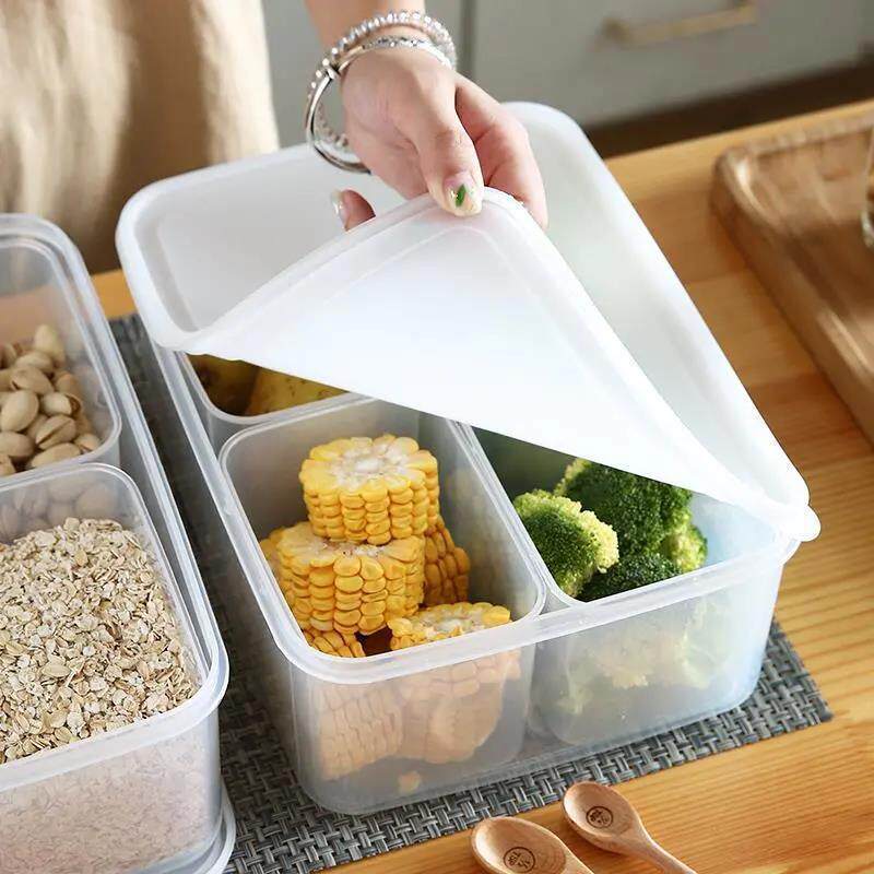 Kitchen Refrigerator Fresh-keeping Storage Box Household Vegetable and Fruit Storage Box Plastic Sealed Fresh-keeping Box Stackable with Lid