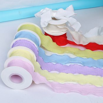 Color Puff Plaid Ribbon Fishtail Yarn Ribbon Cake Edge Decoration Bow Ribbon Flower bouquet Packaging materials