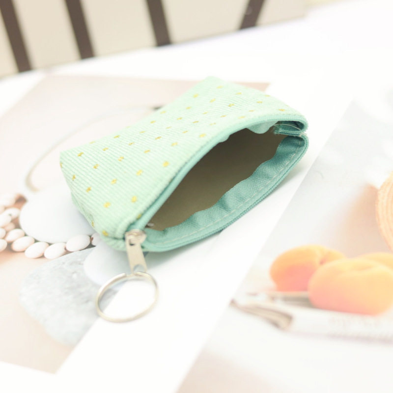 New Corduroy Portable Coin Purse Coin Bag Jewelry Storage Key Ring Small Wallet Female Student Small Gift