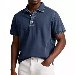 2026 New Model Cross-Border Foreign Trade Amazon Independent Site Men's Fashion Solid Color Retro Short-Sleeve Polo Shirt