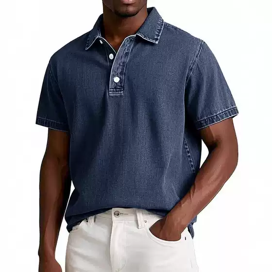 2026 New Model Cross-Border Foreign Trade Amazon Independent Site Men's Fashion Solid Color Retro Short-Sleeve Polo Shirt