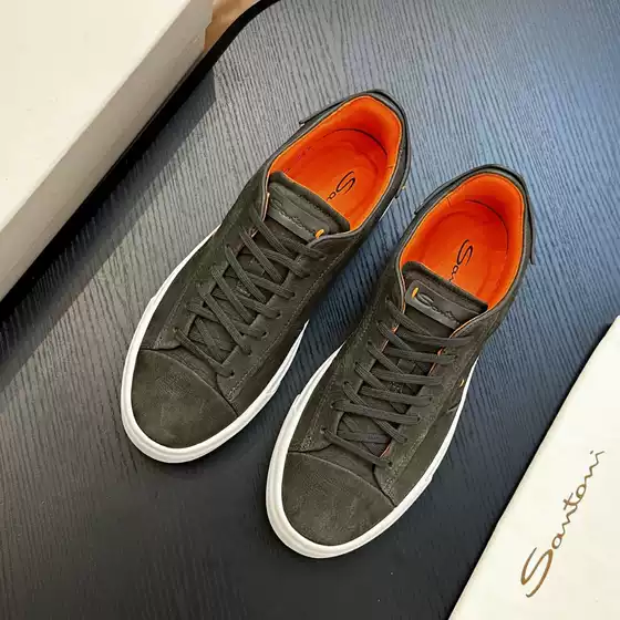 Cross-Border High-End Factory Men's 2024 New Sports Shoes, Men's Breathable Trendy Shoes, Genuine Leather Panel Shoes, Versatile Hot-Selling Models