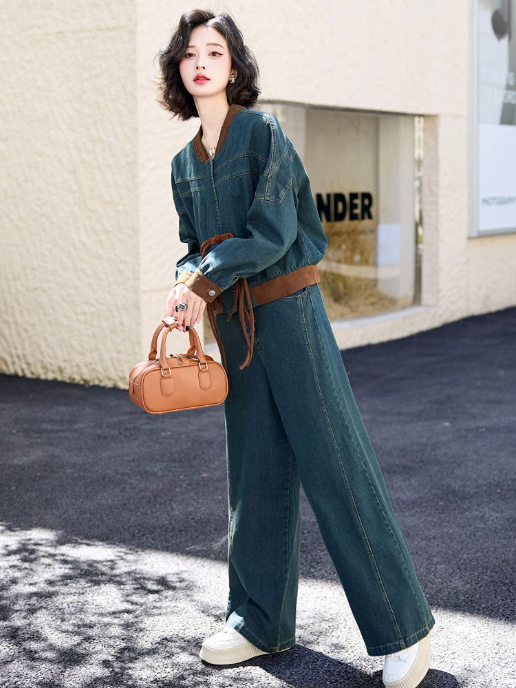 Đồ Bộ Nữ Chất Liệu Jean Bò Cả Bộ 2 Món Hàng Mùa Xuân Thu Đông