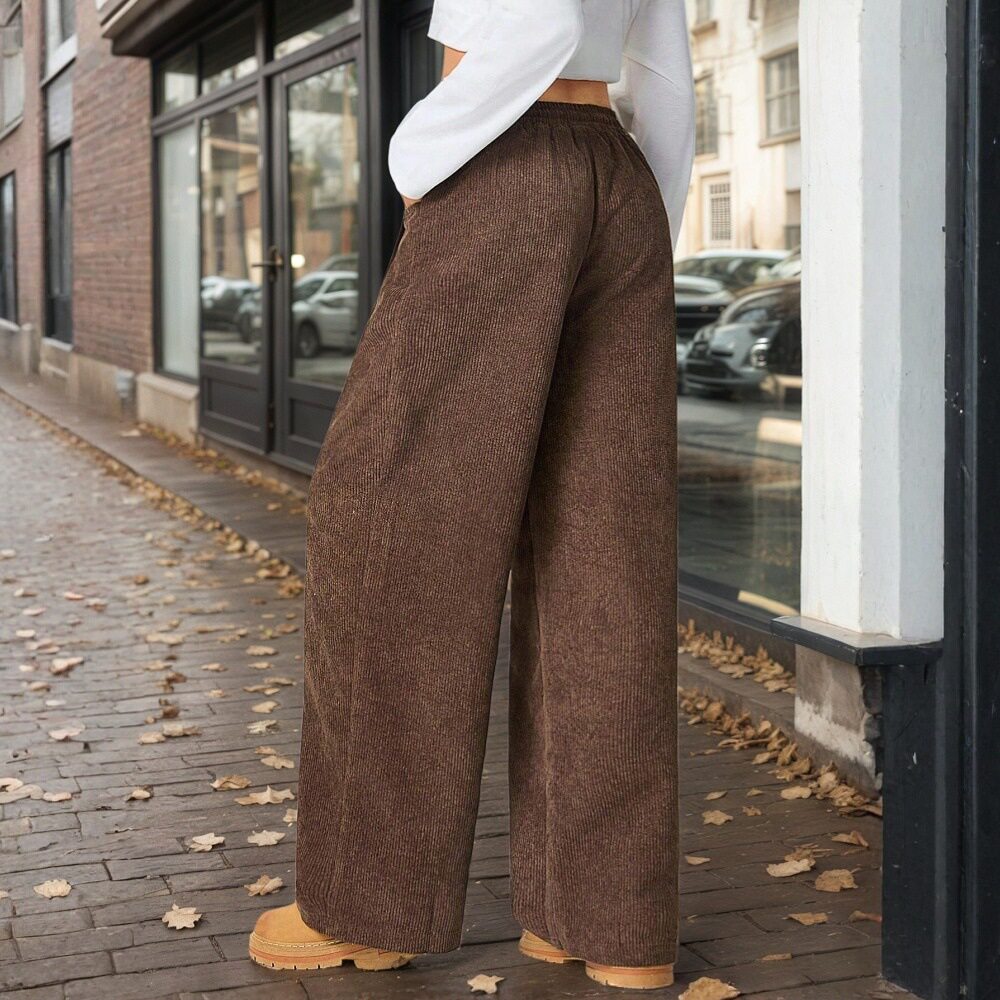 Womens Summer Wide Leg Trousers Stretchy Wrinkle Free Elastic Waist Casual Street Style Wholesale Available