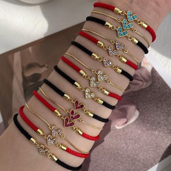 European and American Jewelry European and American Cross-Border Love Seaside Bracelet Peach Heart Flower Bracelet Adjustable Bracelet Copper Inlaid with Zircon Hand