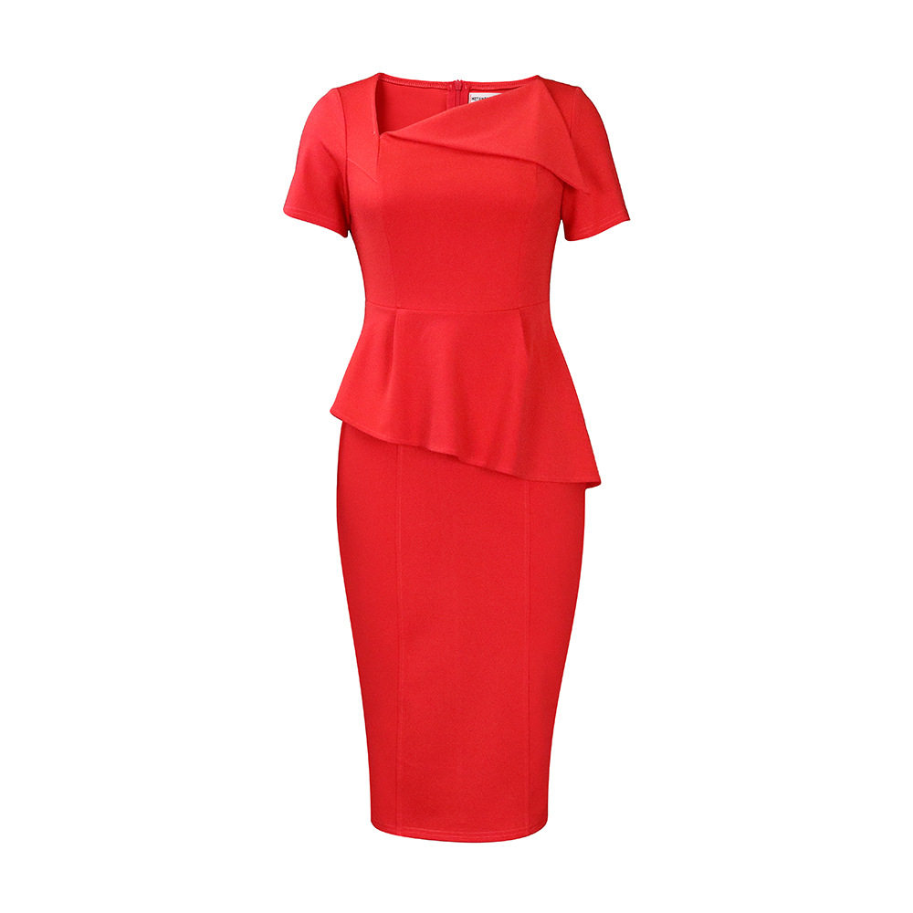 Elegant Womens Dress Asymmetrical Neckline Chic Style Suitable for Office Wear Wholesale Availability