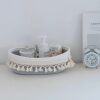 Woven Basket Off-White Rectangular Round Tassel Cotton Rope Storage Basket Sundry Storage Basket Living Room Storage Basket