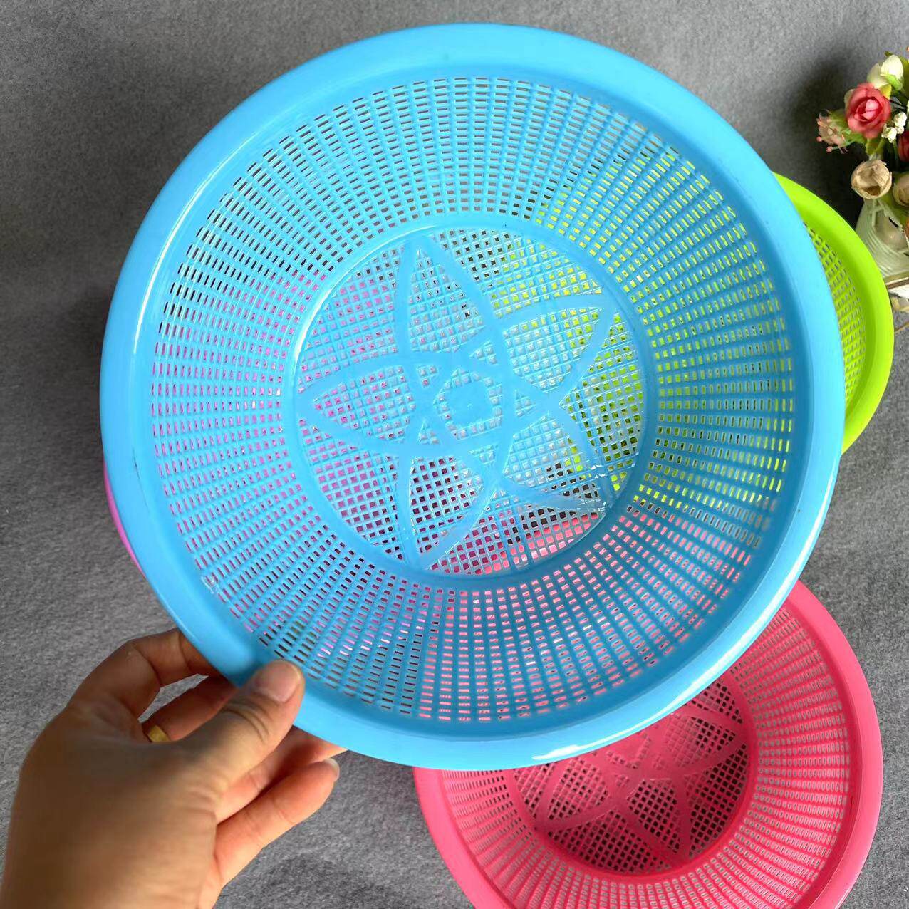 Plastic Kitchen Round Rice Sieve, Thickened Draining Basket for Washing Rice, Fruit Basket, Vegetable Washing Basin, Vegetable Basket, Vegetable Washing Basin