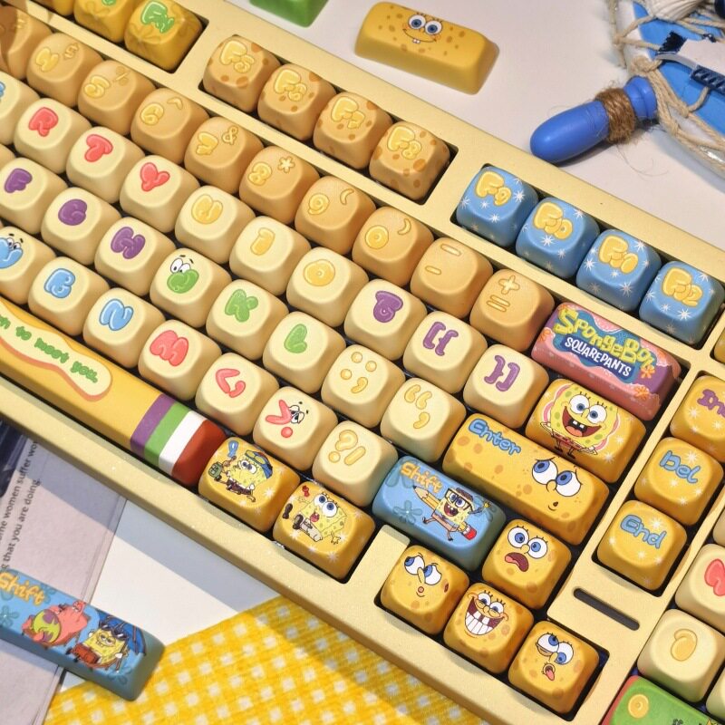 New Spongebob Squarepants Custom Keycaps Moa/Original Anime High-Value Cute Wired Gaming Computer Accessories