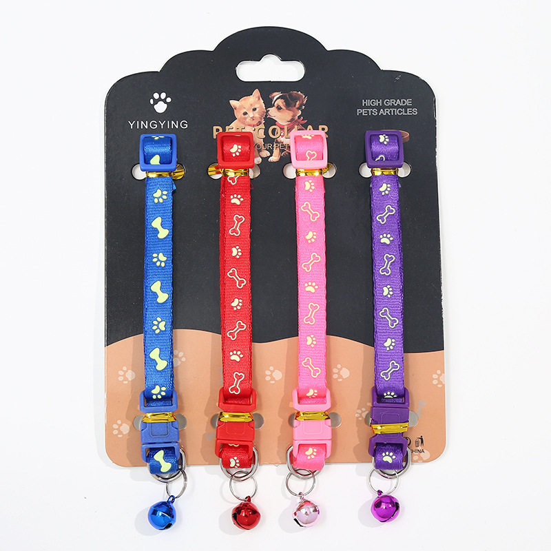 Dog and Cat Bell Collar Cute and Comfortable Colorful Collar Cartoon Bone Print Pet Collar Manufacturer Wholesale