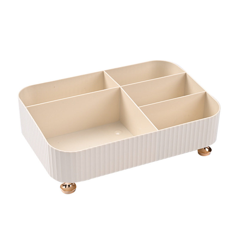 Cream Style Desktop Cosmetics Storage Box, Dressing Table, Skin Care Product Storage Rack, Sundries Remote Control Compartment Organizing Box