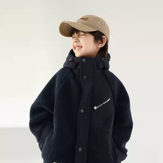 Boys' Mao Mao Coat Thickened Winter New Arrival Boy's Coat Jacket Children's Lamb Fleece Cotton-padded Coat for Middle and Big Children's Cotton-padded Coat