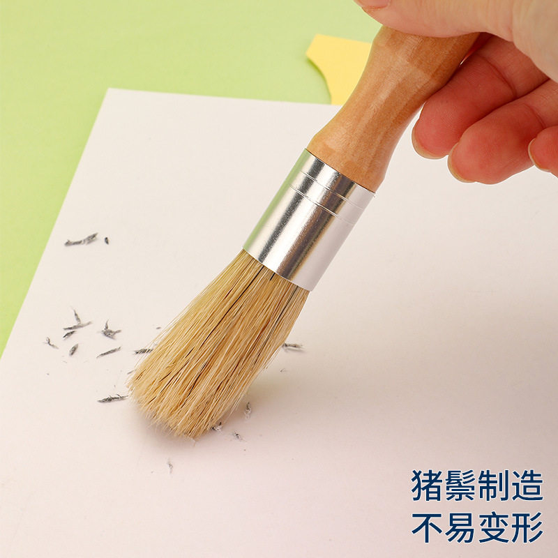 Round-Head Wooden Handle Small Brush, Oil Brush, Soft Bristle Brush, Vegetable-Tanned Leather Dyeing Brush, Boar Bristle Barbecue Brush