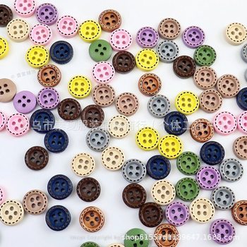 Factory Direct Delivery Four-Hole Wooden Shirt Buttons Wholesale Children's Cartoon Print DIY Four-Eye Wooden Buttons