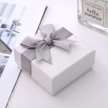 Transparent PE film jewelry box anti-oxidation necklace box bracelet box ring box earring box gray bow packaging box