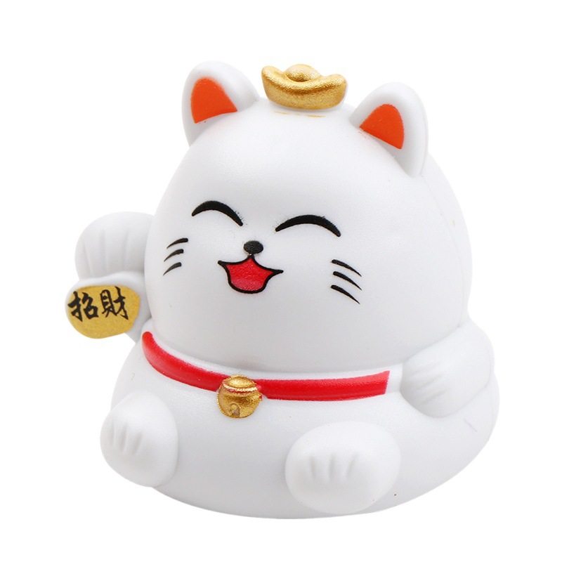 萌趣招财猫回力车子儿童玩具四款蛋糕装饰摆件插件卡通玩具招财猫
