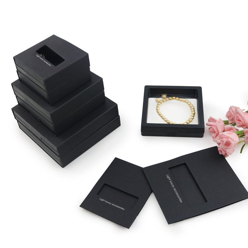 Suspension Box PE Film Ring Earrings Necklace Bracelet Outer Box Finger Cover Transparent Box Wear Armor Jewelry Packaging Box