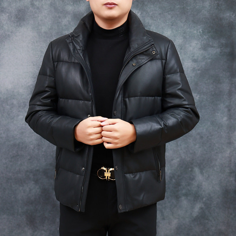 Áo khoác da thật màu đen