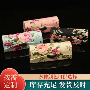 Chinese Vintage Floral Embroidered Lipstick Box Printed Silk Portable Storage Box Jewelry Box Lipstick Box with Mirror