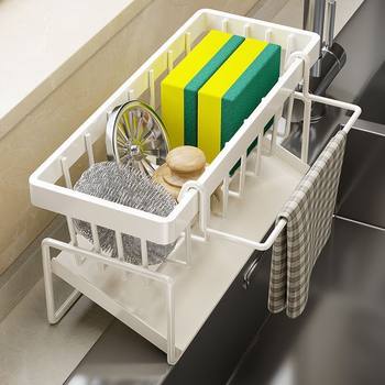Kitchen Storage Rack Sink Rag Drying Rack Faucet Sink Wash Bowl Cleaning Steel Wire Ball Storage Draining Basket