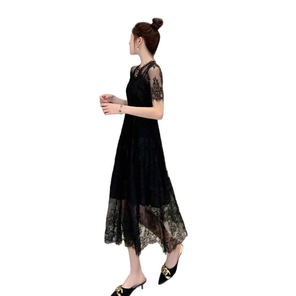 Black Lace Dress Summer Slim Fit Audrey Hepburn Style Perfect for Parties and Events Wholesale Available