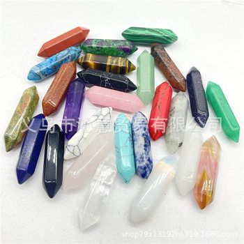 Factory wholesale hot sale natural crystal agate gem hexagon column bullet Crystal column pendant jewelry accessories