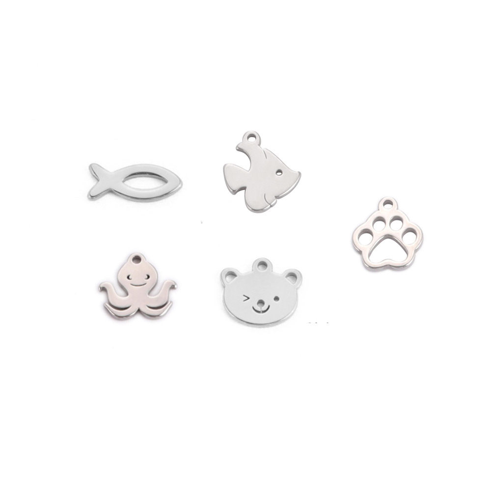 Europe and the United States cross-border export hot selling stainless steel squirrel fish bear claw animals and other pendants necklace bracelet earrings