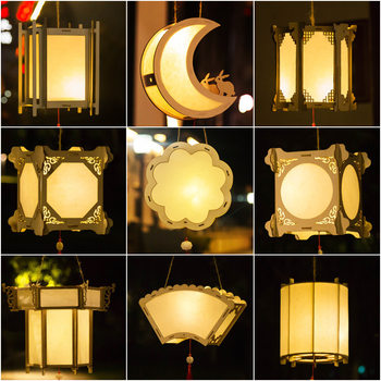 Hand-Painted Rice Paper Lantern DIY Material Package Kidsren's Handmade Lantern Retro Satchel Lantern Ancient Style Palace Lantern Wholesale