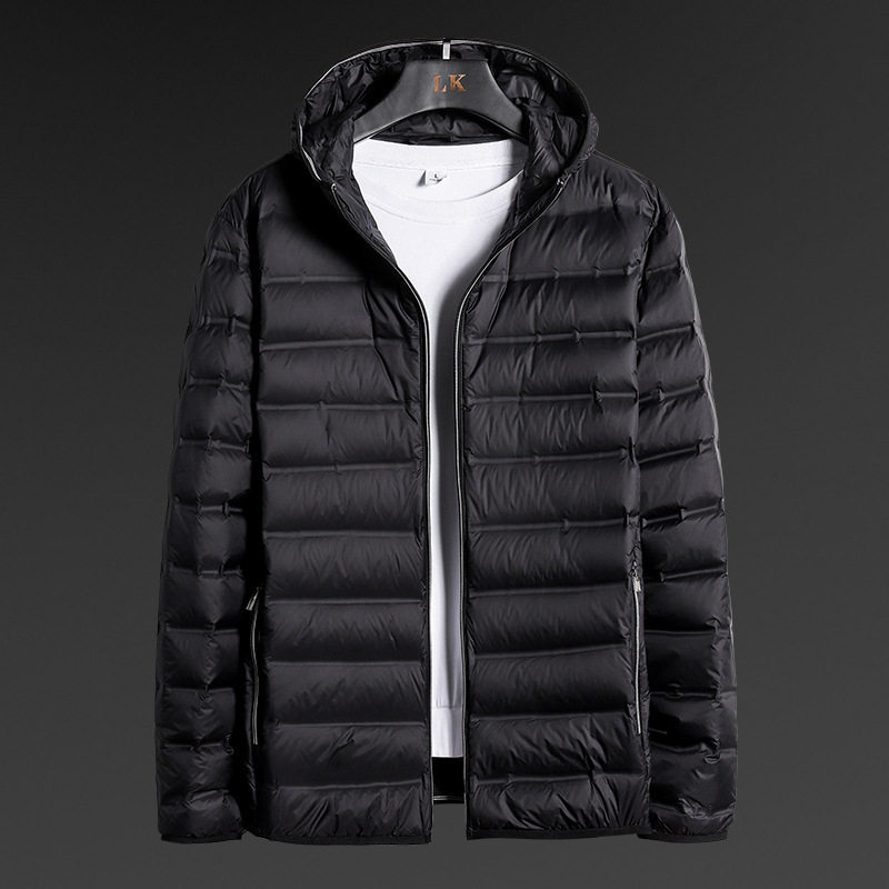New Light Down Jacket Men's Hooded Collar Short plus size Middle-aged Jacket Light Thin Jacket for Men