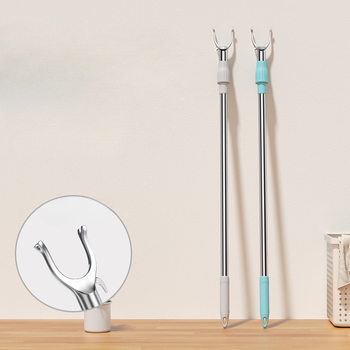 Stainless Steel Clothes Drying Rod, a Telescopic Clothes Drying Rod, Household Clothes Drying Fork, Balcony Clothes Support Rod, Single Rod