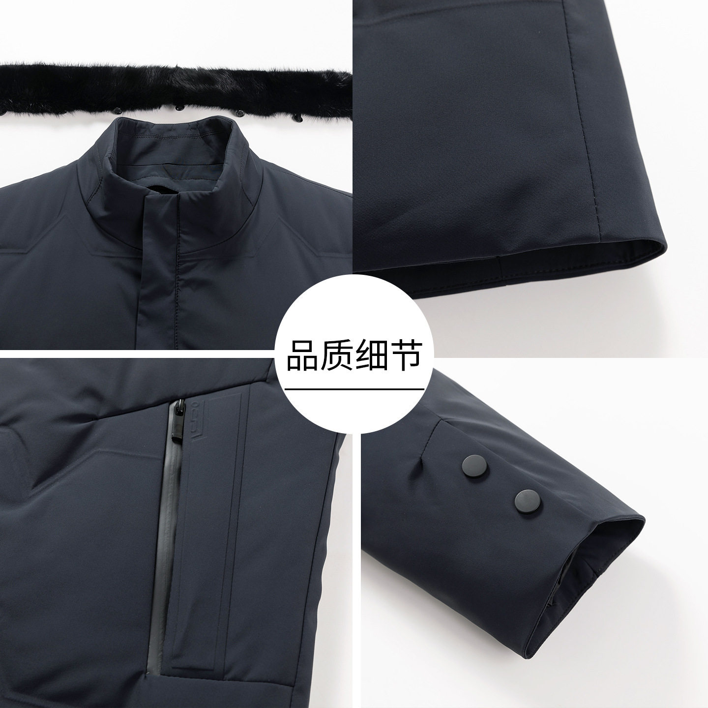 [90% Goose down + Mink Fur Collar] Detachable Liner for Middle-Aged and Elderly Business Casual Thickeneded Goose down Jacket