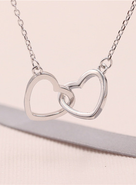 新品双环项链ins简约十字链合金